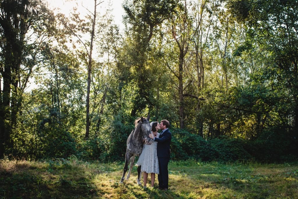 Wedding Portraits with horse in Fraser Valley