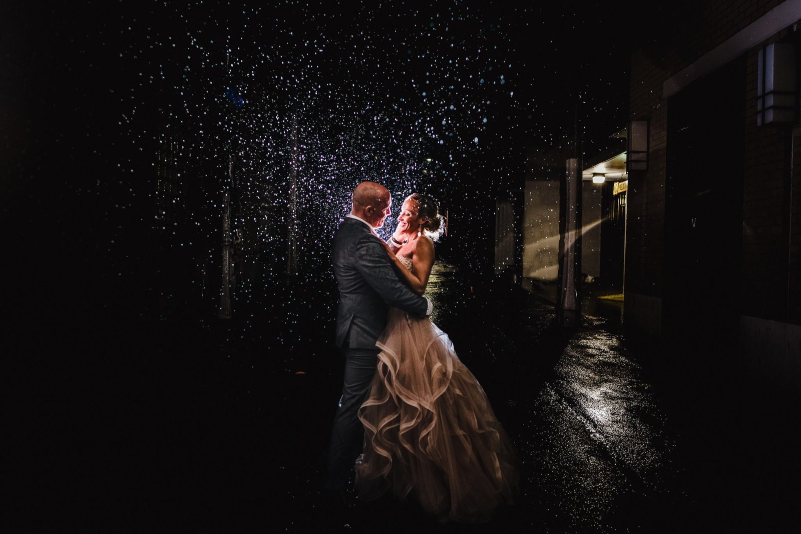 Couple in the rain Chinatown Vancouver Wedding Portraits